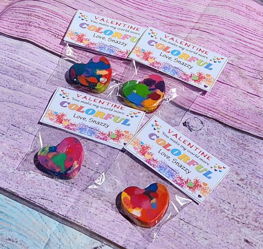 Valentine’s Day Cards with Heart Crayons | Classroom Valentines | Party Favors | Non-Candy Valentines Gifts for Kids