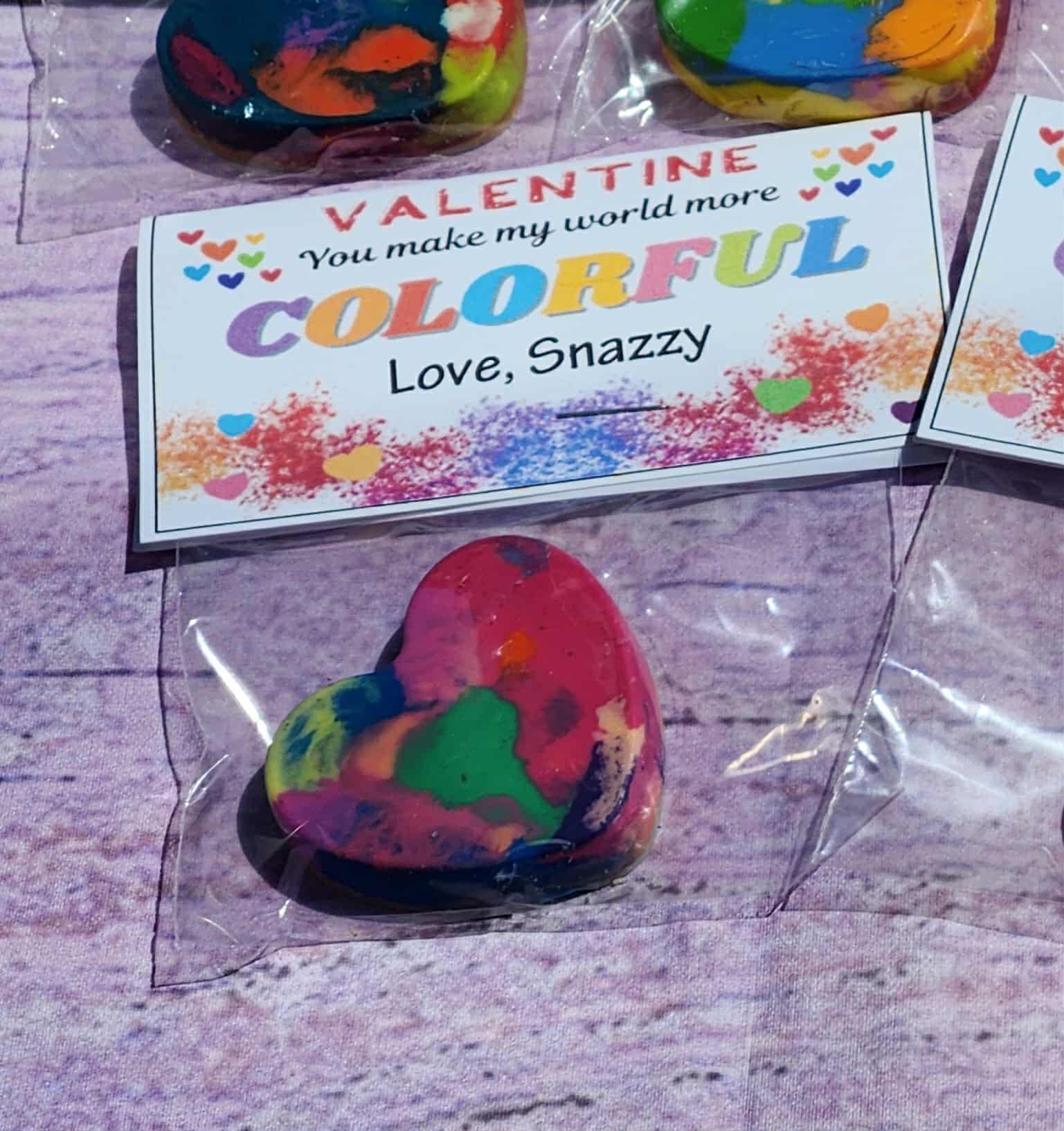 Valentine’s Day Cards with Heart Crayons | Classroom Valentines | Party Favors | Non-Candy Valentines Gifts for Kids