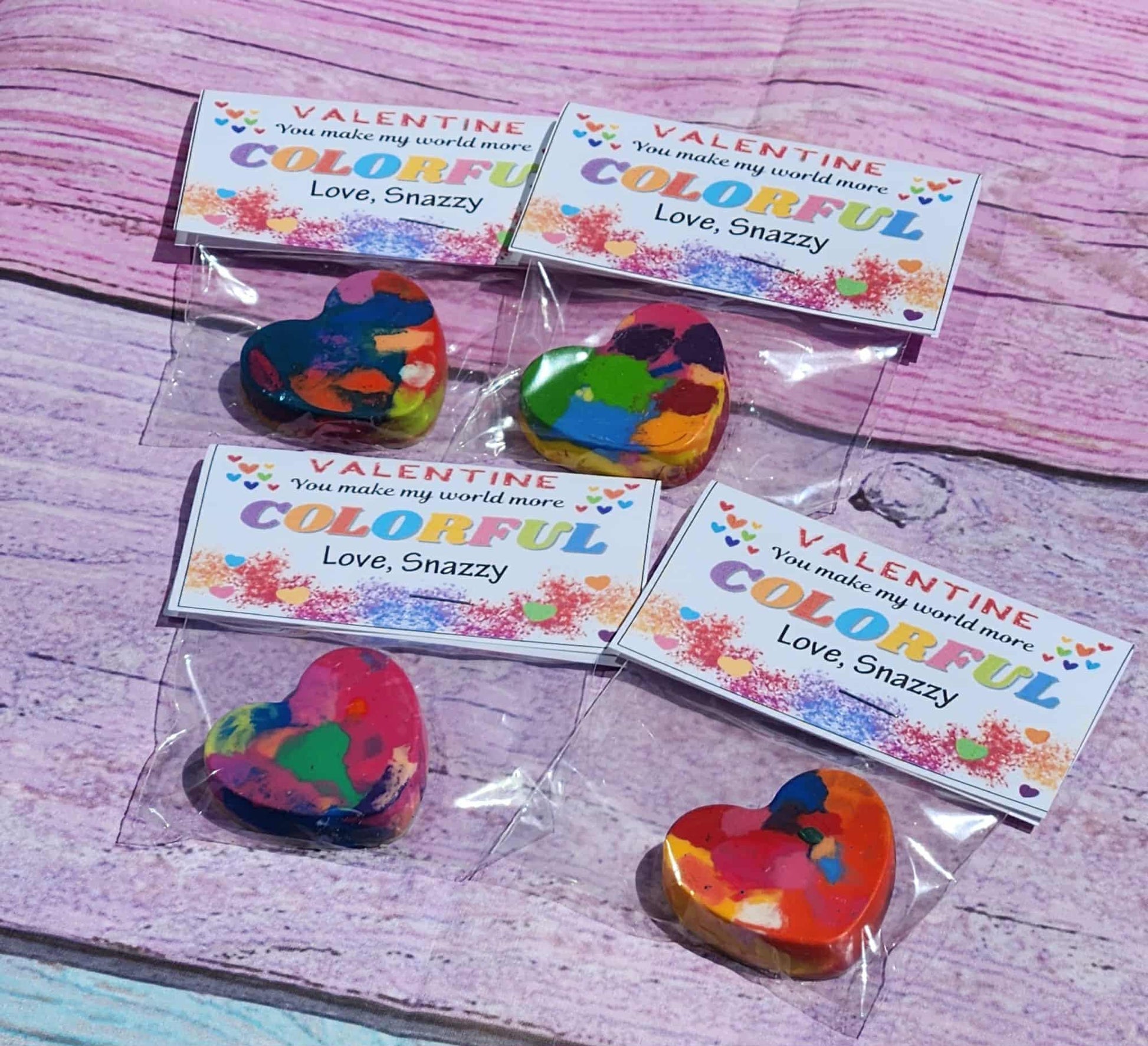 Valentine’s Day Cards with Heart Crayons | Classroom Valentines | Party Favors | Non-Candy Valentines Gifts for Kids