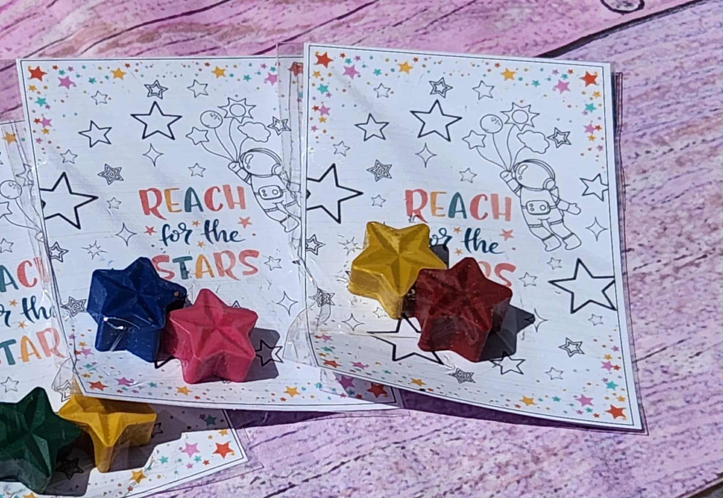 Reach for the Stars Crayon Party Favors | Classroom Gifts | Non-Candy Kids Favors| Star Crayons with Cards
