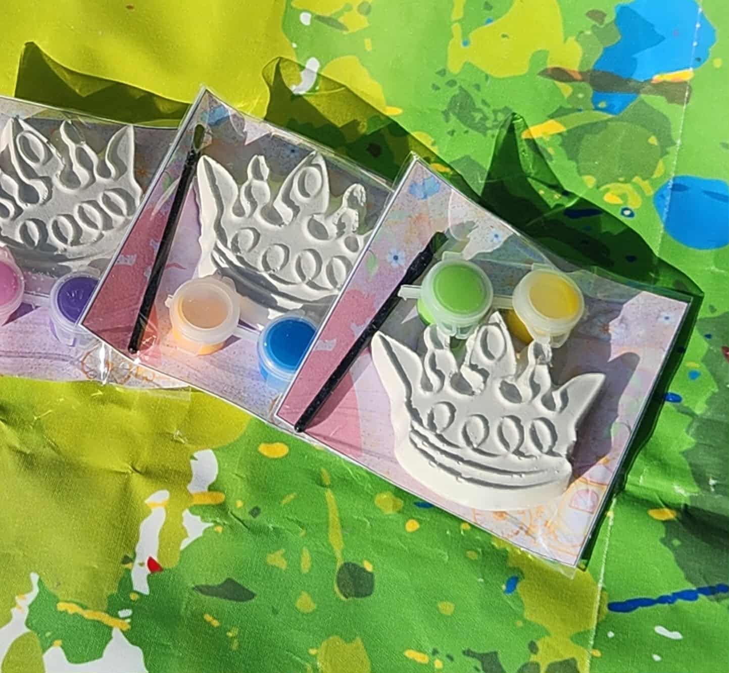 Princess Crown Plaster Paint Kits - Royal Party Favors for Girls - DIY Princess Craft Activity - Birthday Crown Kit - Fairy Tale Theme