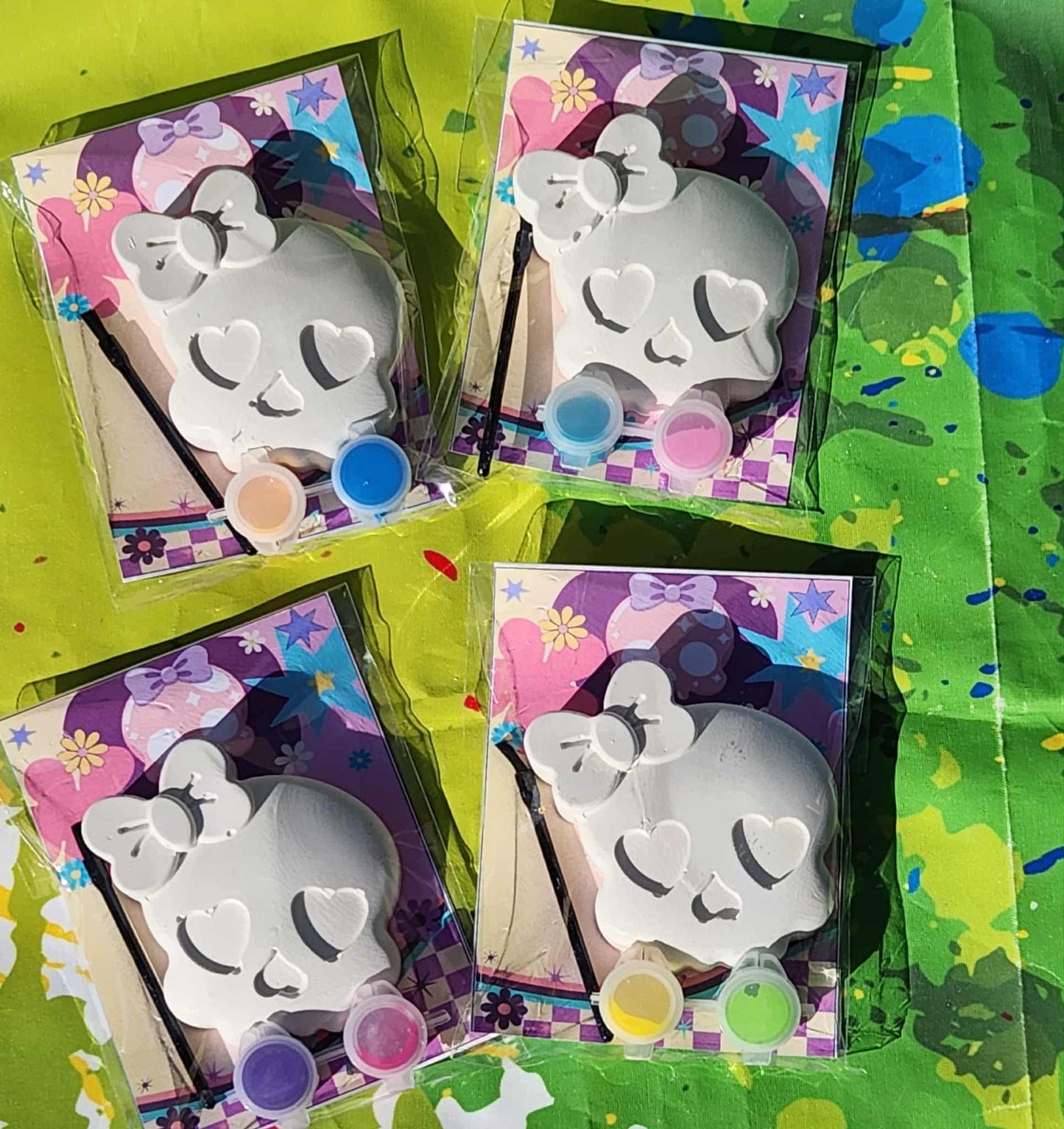 Girly Skull with Bow Plaster Paint Kits - Skull Party Favors - Cute Skull Craft - Halloween Activity - Day of Dead Art Project - Spooky Cute