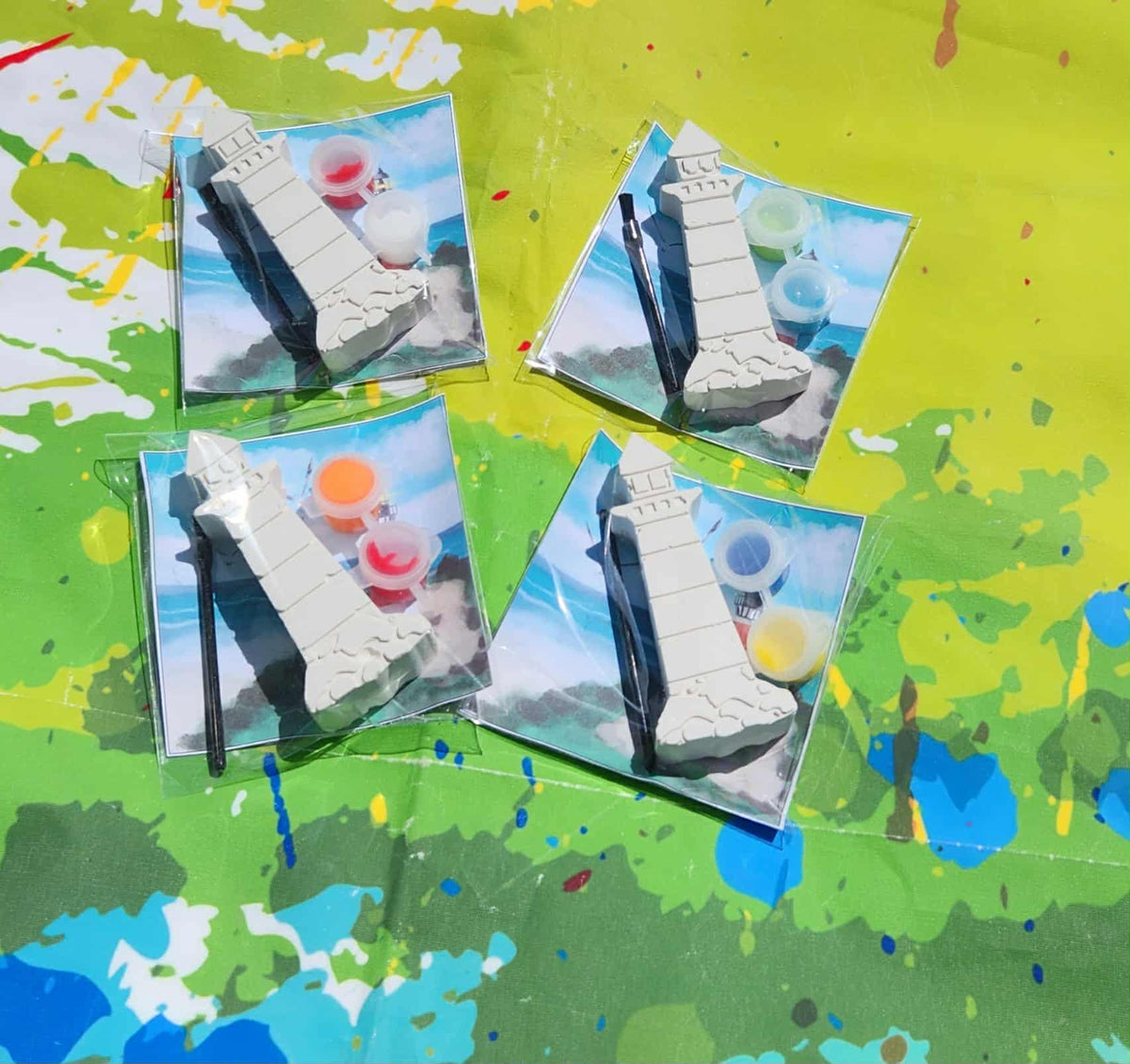 Lighthouse Plaster Painting Kit | DIY Craft for Kids | Nautical Party Favor | Non-Toxic Paint Kit | Summer Party Activity | Coastal Theme