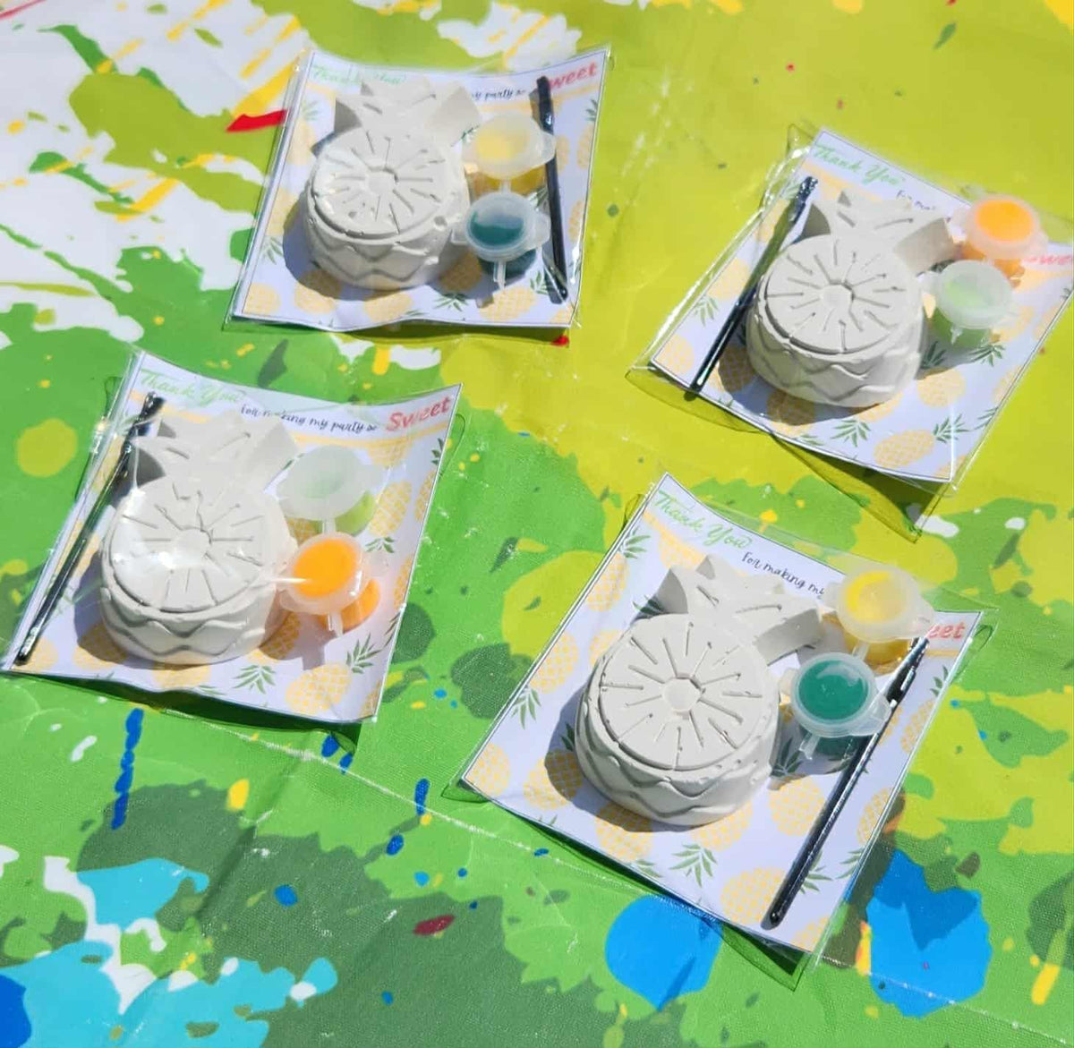 Pineapple Plaster Painting Kit | Craft for Kids | Summer Party Favor | Non-Toxic Paint Kit | Tropical Birthday Activity | Luau Party Favor