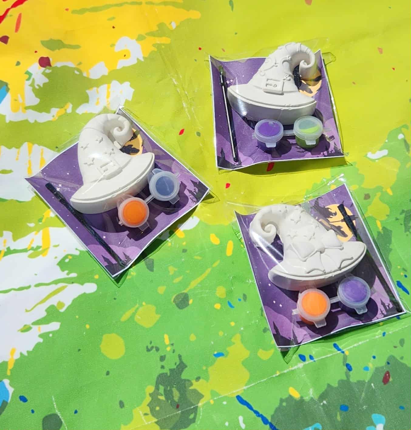 Witch Hat Plaster Painting Kit | Halloween Craft for Kids | Non-Toxic Paint Kit | Trick or Treat Party Favor | Classroom Halloween Activity