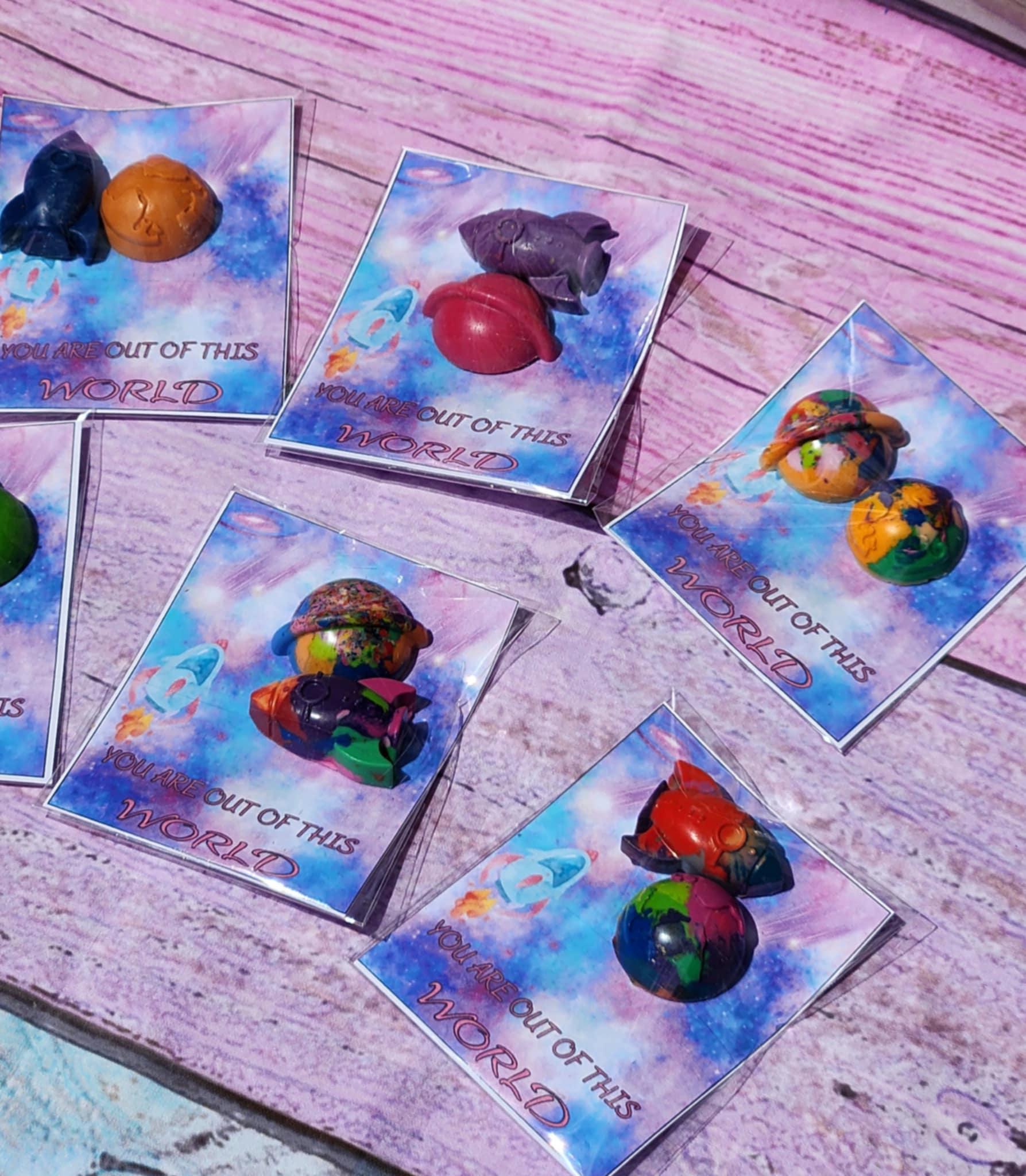 Space Theme Party Favor, Crayon names, Crayons, Birthday Party Favors, Blast Off, Aliens