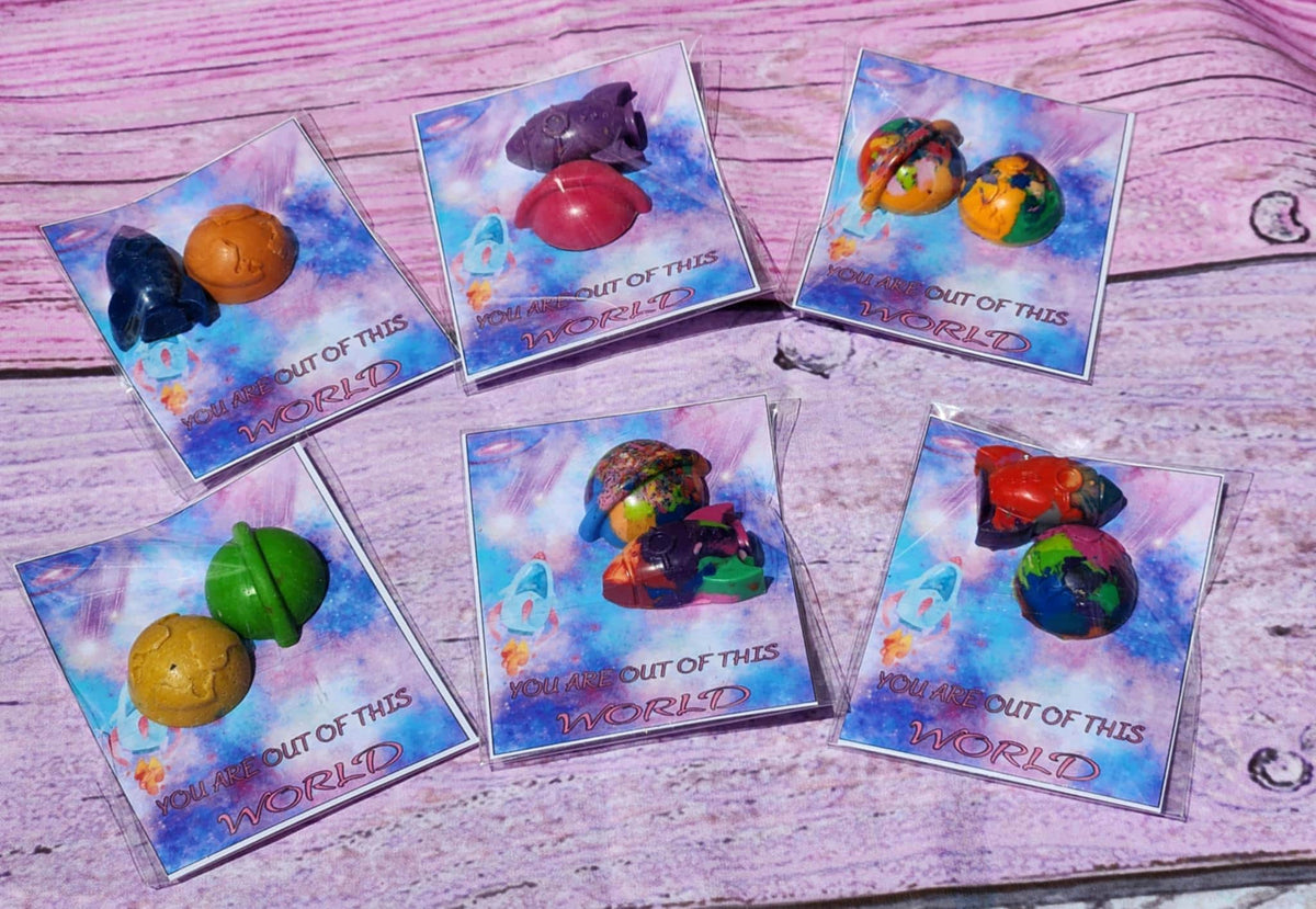 Space Theme Party Favor, Crayon names, Crayons, Birthday Party Favors, Blast Off, Aliens