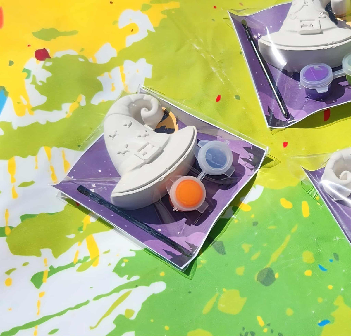 Witch Hat Plaster Painting Kit | Halloween Craft for Kids | Non-Toxic Paint Kit | Trick or Treat Party Favor | Classroom Halloween Activity