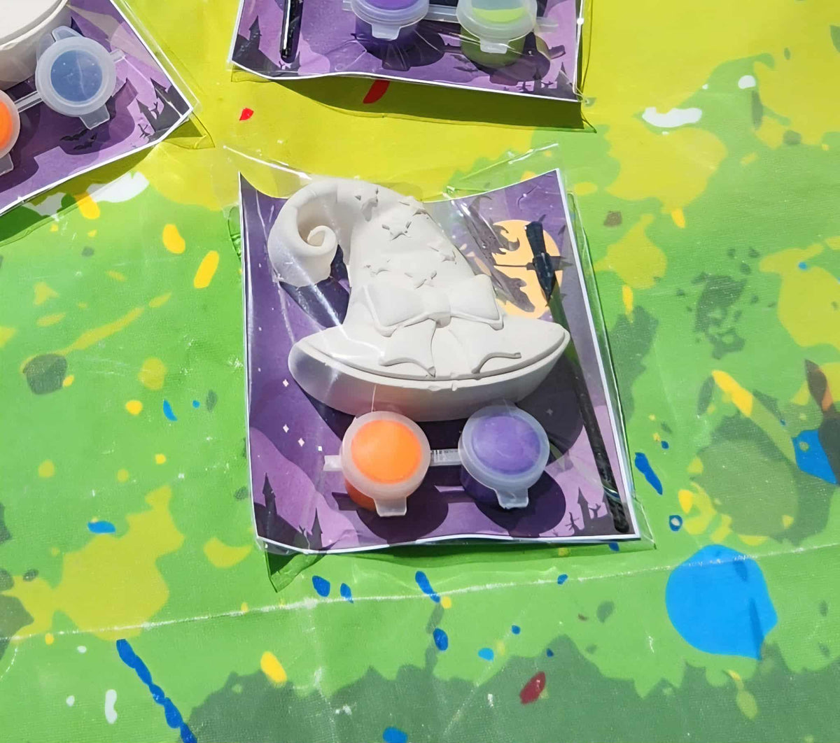 Witch Hat Plaster Painting Kit | Halloween Craft for Kids | Non-Toxic Paint Kit | Trick or Treat Party Favor | Classroom Halloween Activity