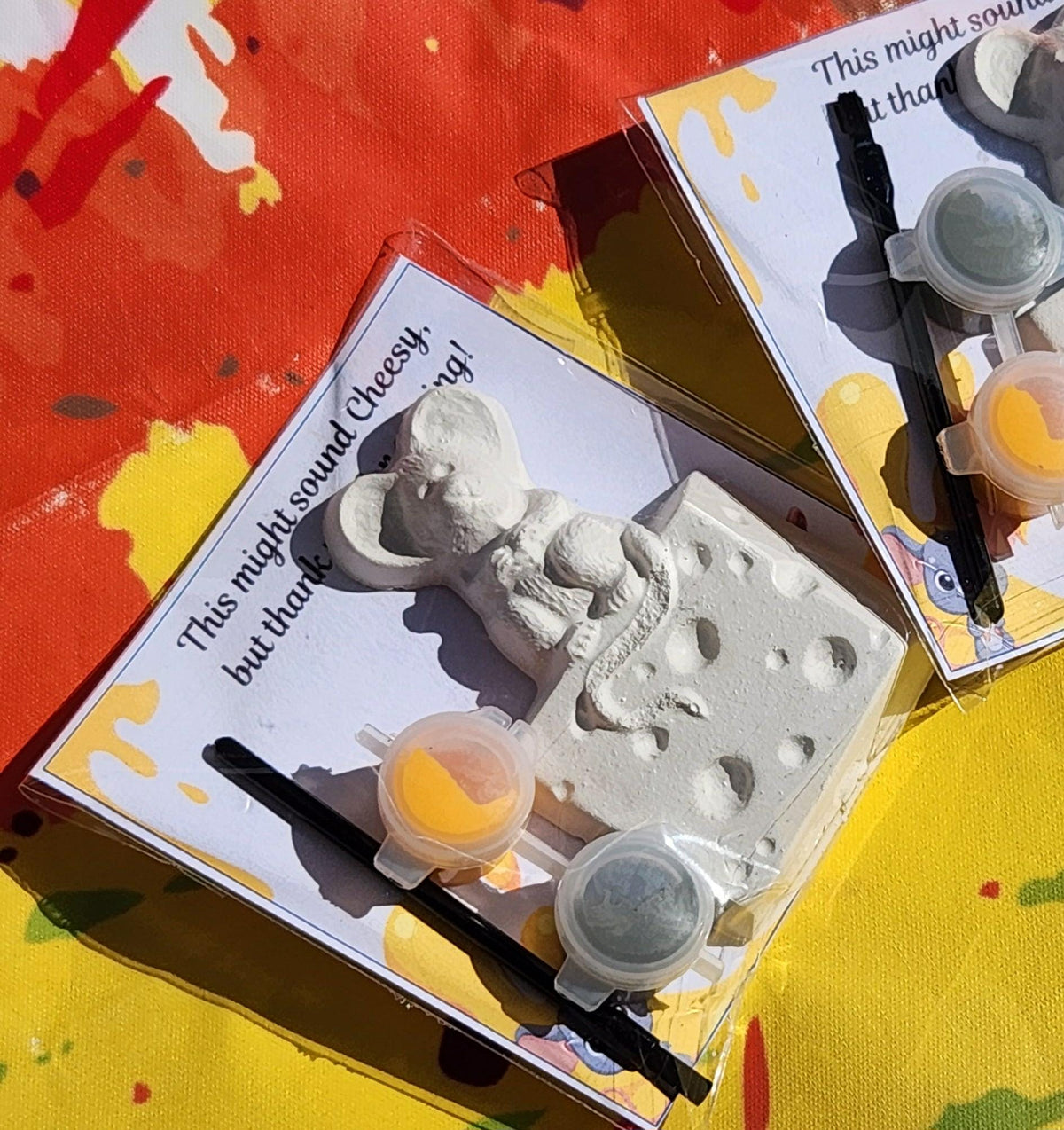 Mouse and Cheese Plaster Painting Craft | Non-Toxic Kids Activity