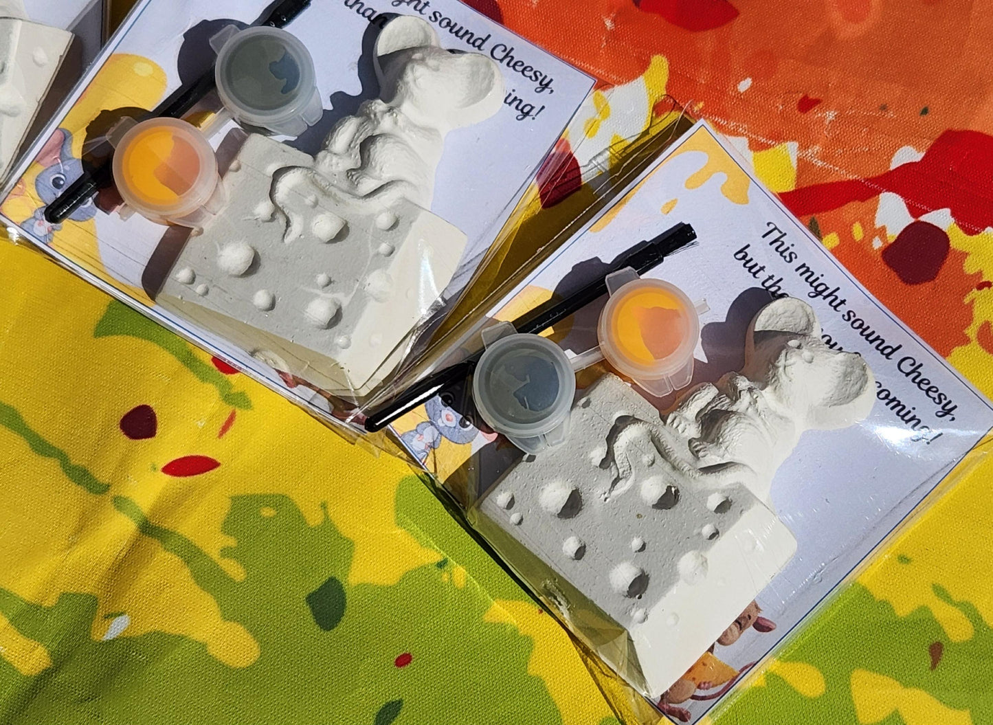 Mouse and Cheese Plaster Painting Craft | Non-Toxic Kids Activity