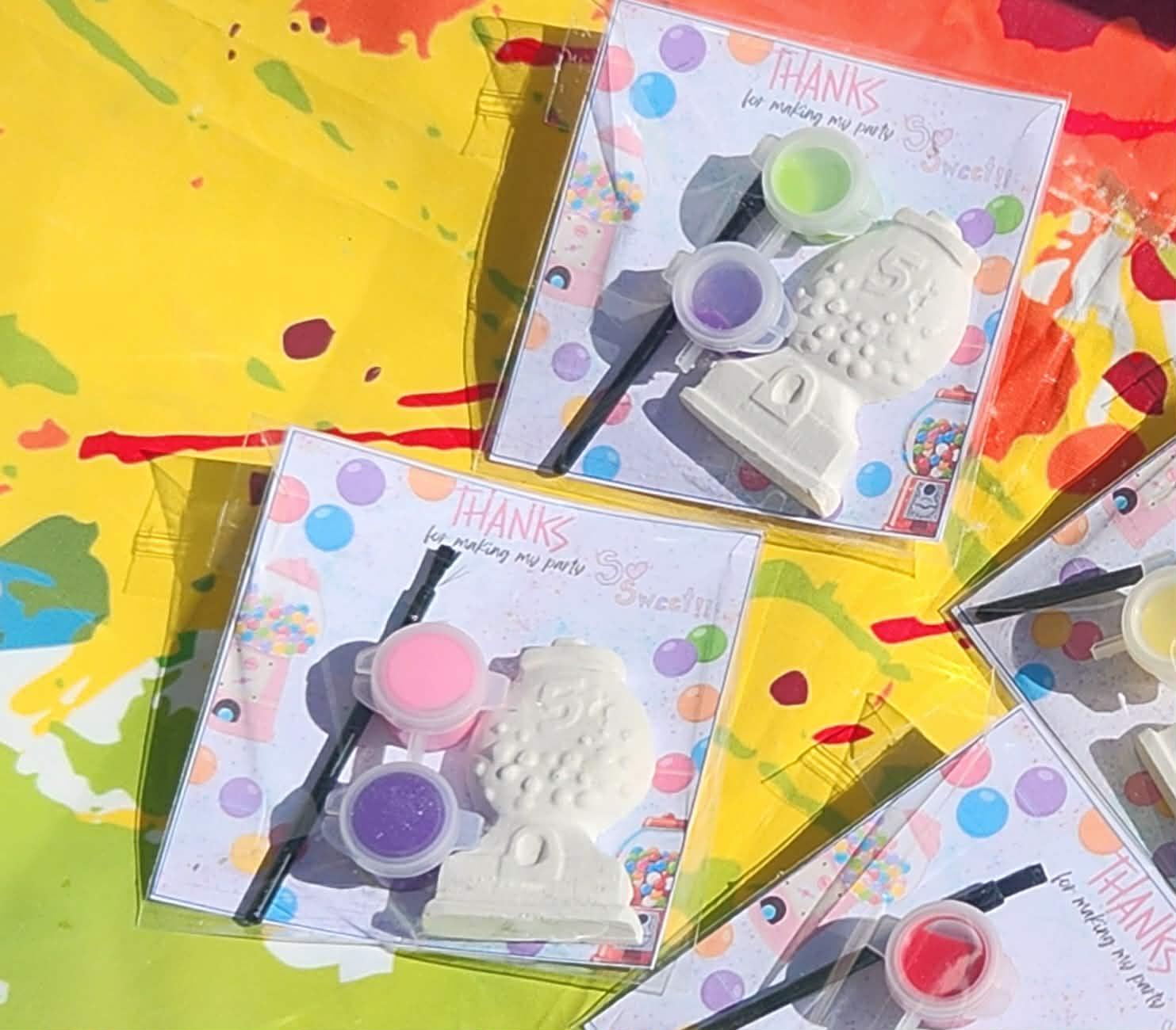 Gumball Candy Paint Kit Party Favors – DIY Kids Birthday Craft, Paint Your Own Plaster Gumball, Candy Theme Activity Set