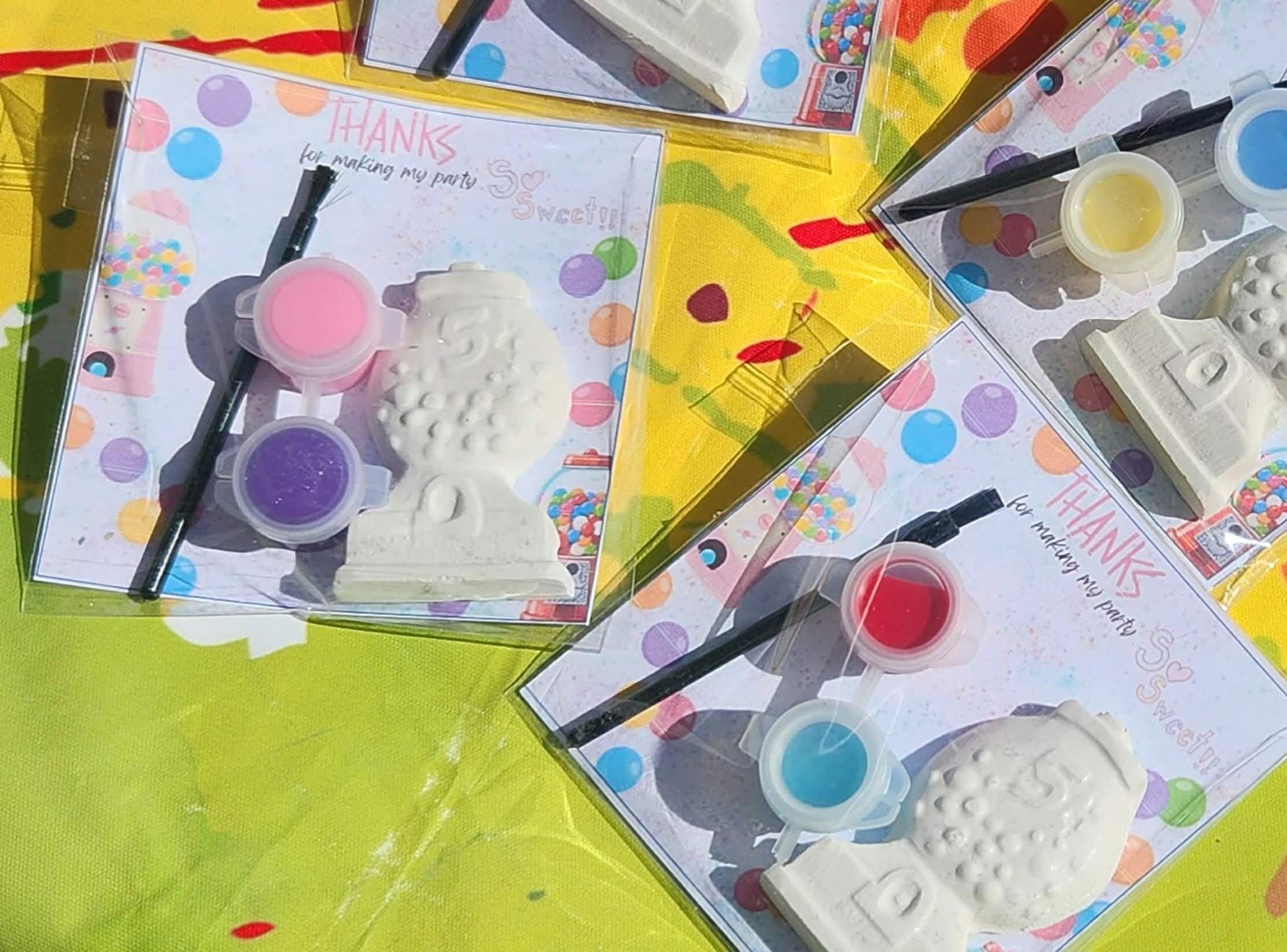 Gumball Candy Paint Kit Party Favors – DIY Kids Birthday Craft, Paint Your Own Plaster Gumball, Candy Theme Activity Set