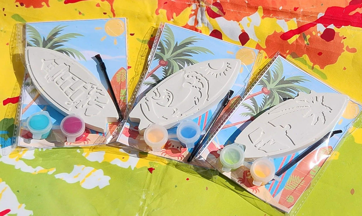 Surf Party Paint Kits for Kids – DIY Plaster Painting Craft, Surfer Birthday Party Favors, Beach Theme Art Activity