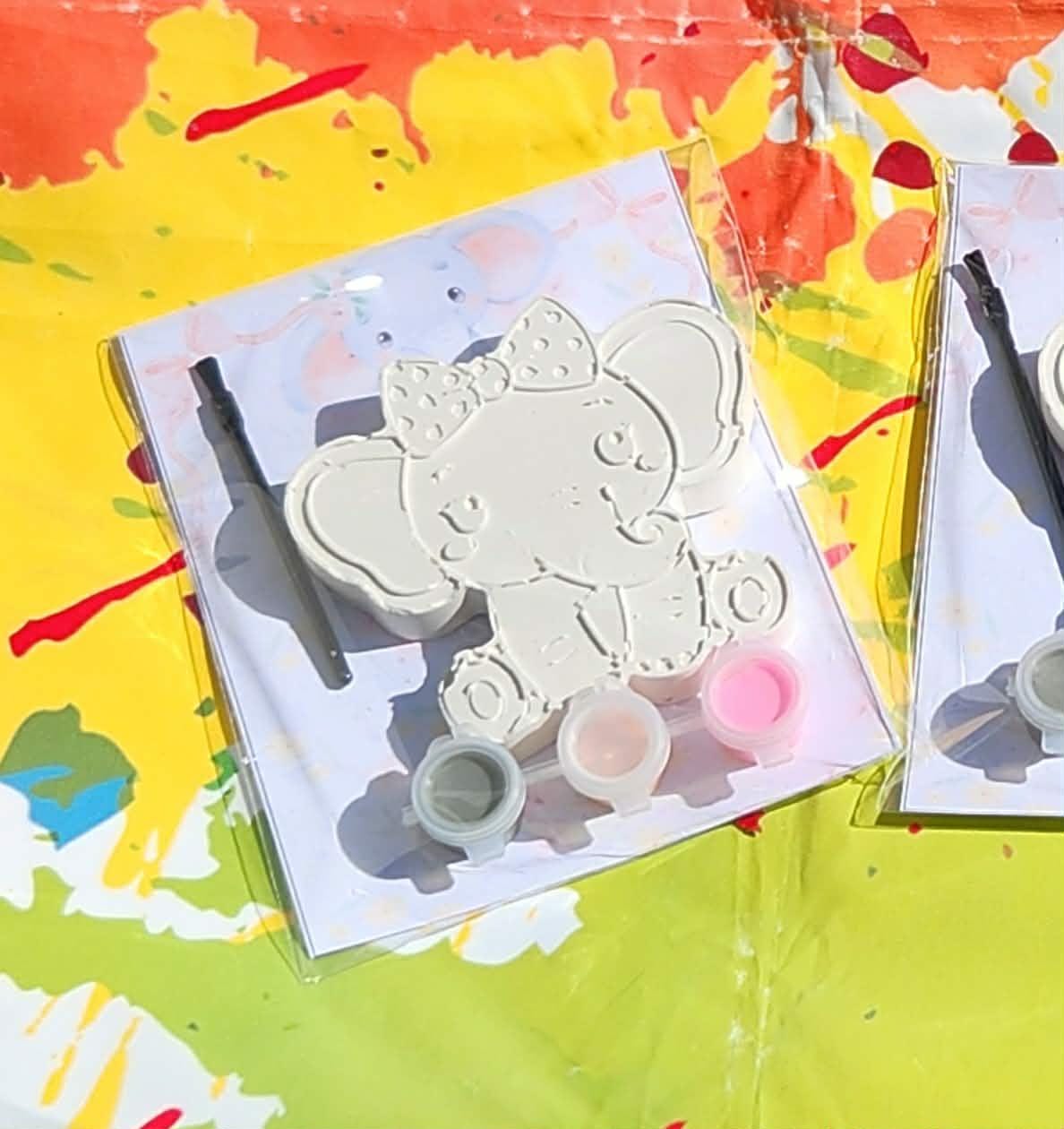 Elephant Paint Kits for Kids – DIY Plaster Painting Craft, Jungle Birthday Party Favors, Safari Art Activity Set
