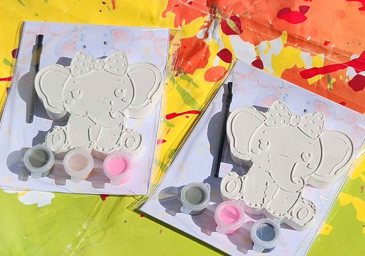 Elephant Paint Kits for Kids – DIY Plaster Painting Craft, Jungle Birthday Party Favors, Safari Art Activity Set