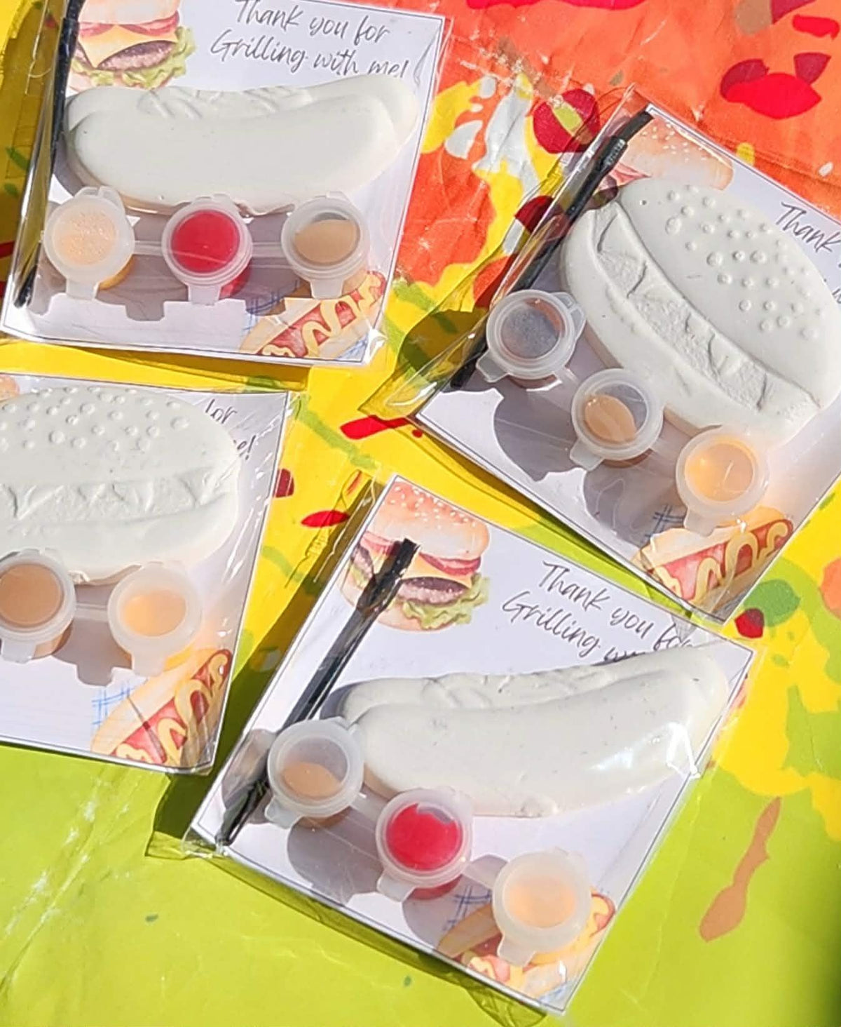BBQ Hamburger & Hot Dog Paint Kits – DIY Kids Birthday Party Favors, Summer Party Theme Craft, Paint Your Own Plaster Activity