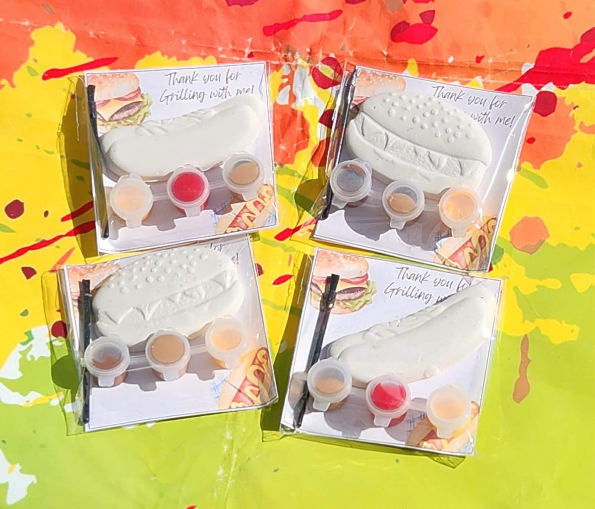 BBQ Hamburger & Hot Dog Paint Kits – DIY Kids Birthday Party Favors, Summer Party Theme Craft, Paint Your Own Plaster Activity