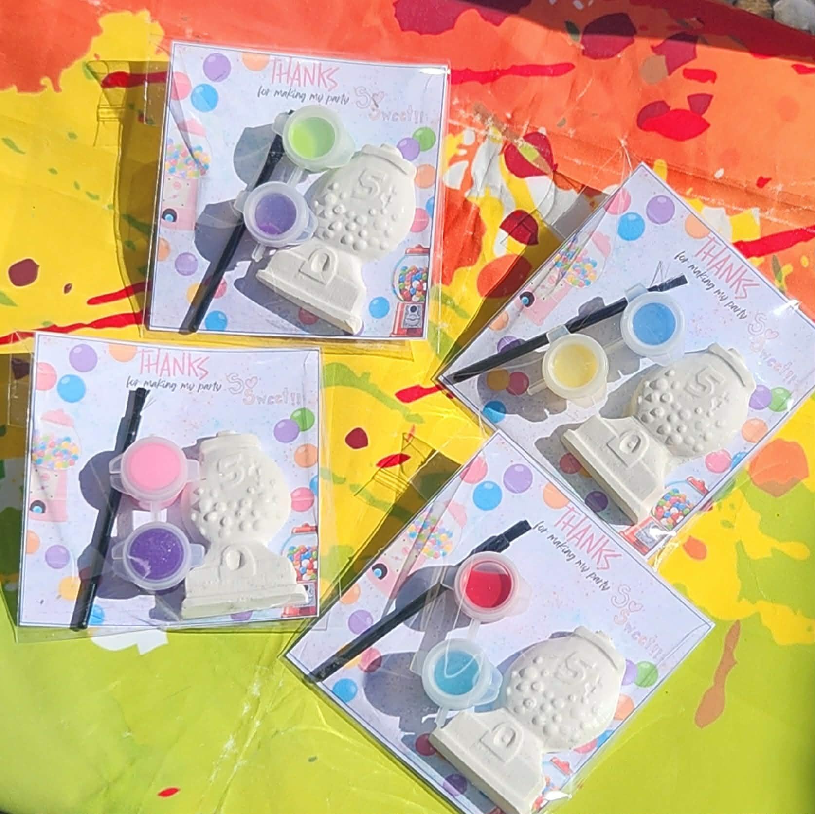 Gumball Candy Paint Kit Party Favors – DIY Kids Birthday Craft, Paint Your Own Plaster Gumball, Candy Theme Activity Set