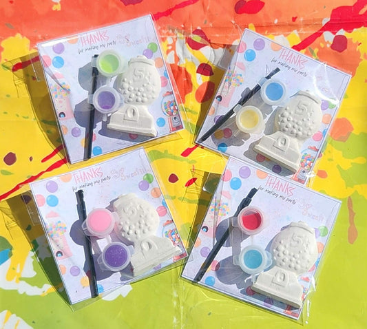 Gumball Candy Paint Kit Party Favors – DIY Kids Birthday Craft, Paint Your Own Plaster Gumball, Candy Theme Activity Set