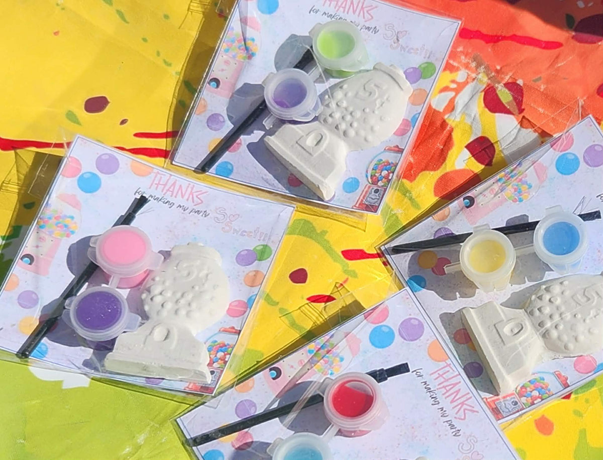 Gumball Candy Paint Kit Party Favors – DIY Kids Birthday Craft, Paint Your Own Plaster Gumball, Candy Theme Activity Set