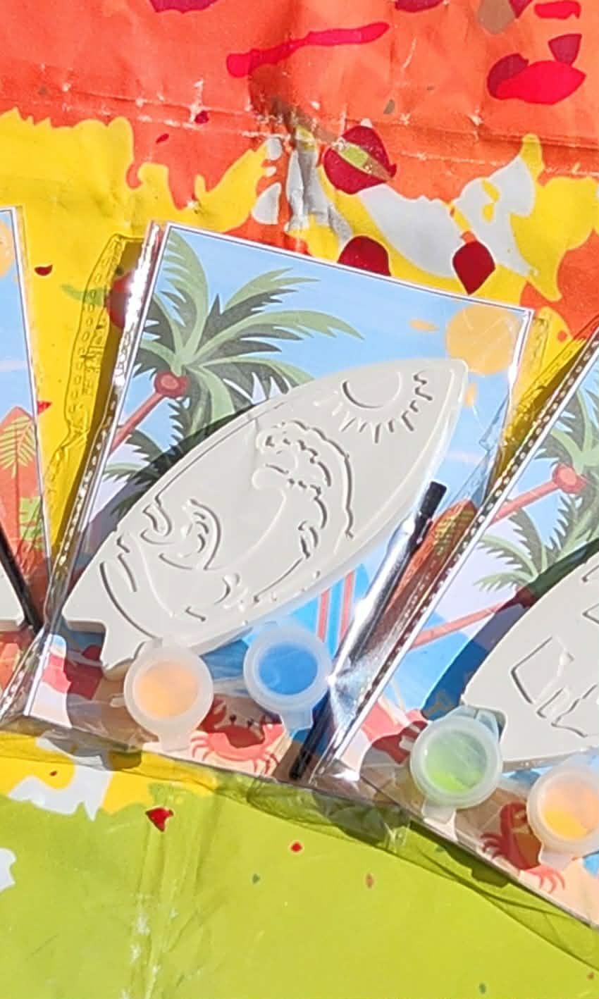 Surf Party Paint Kits for Kids – DIY Plaster Painting Craft, Surfer Birthday Party Favors, Beach Theme Art Activity