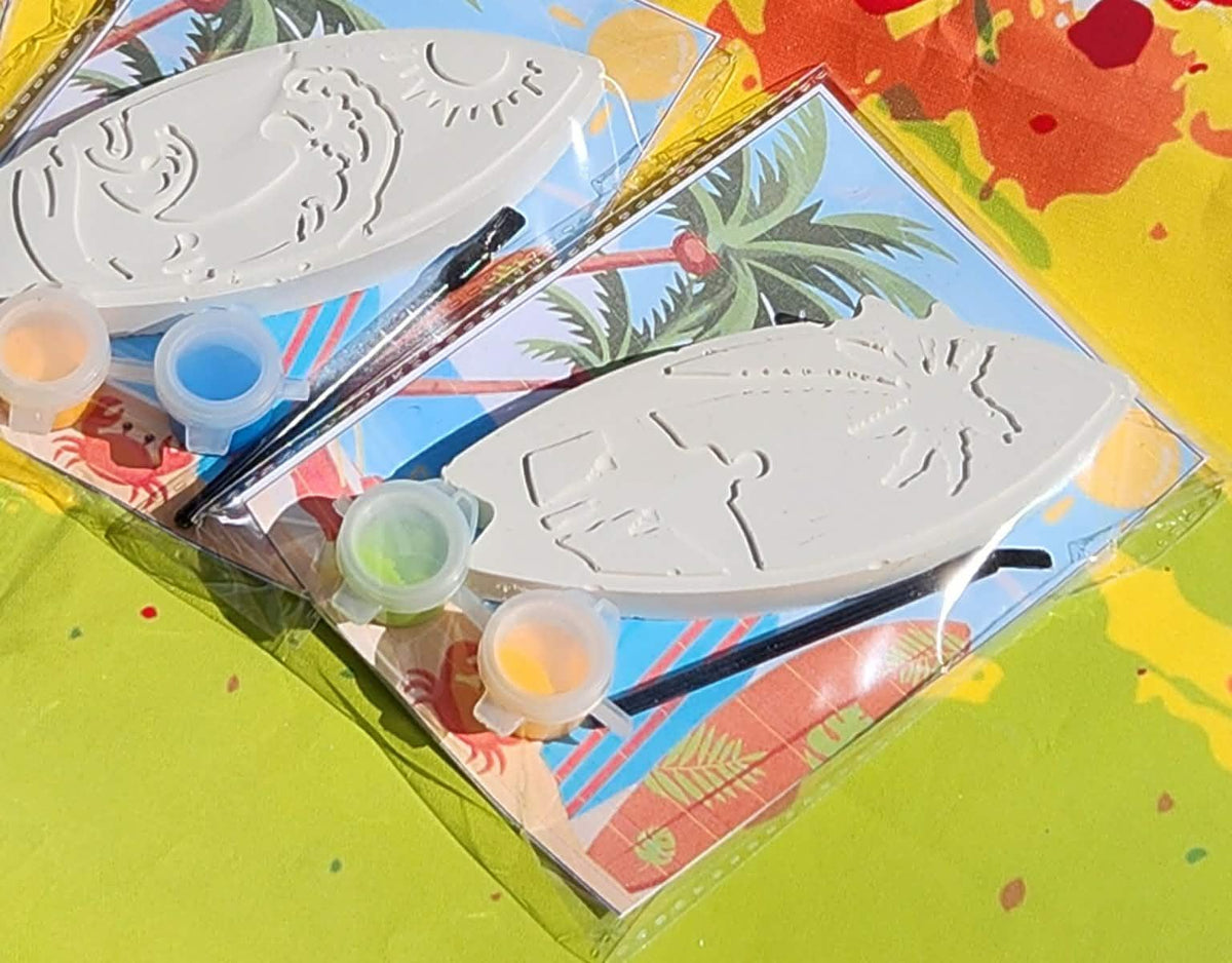 Surf Party Paint Kits for Kids – DIY Plaster Painting Craft, Surfer Birthday Party Favors, Beach Theme Art Activity