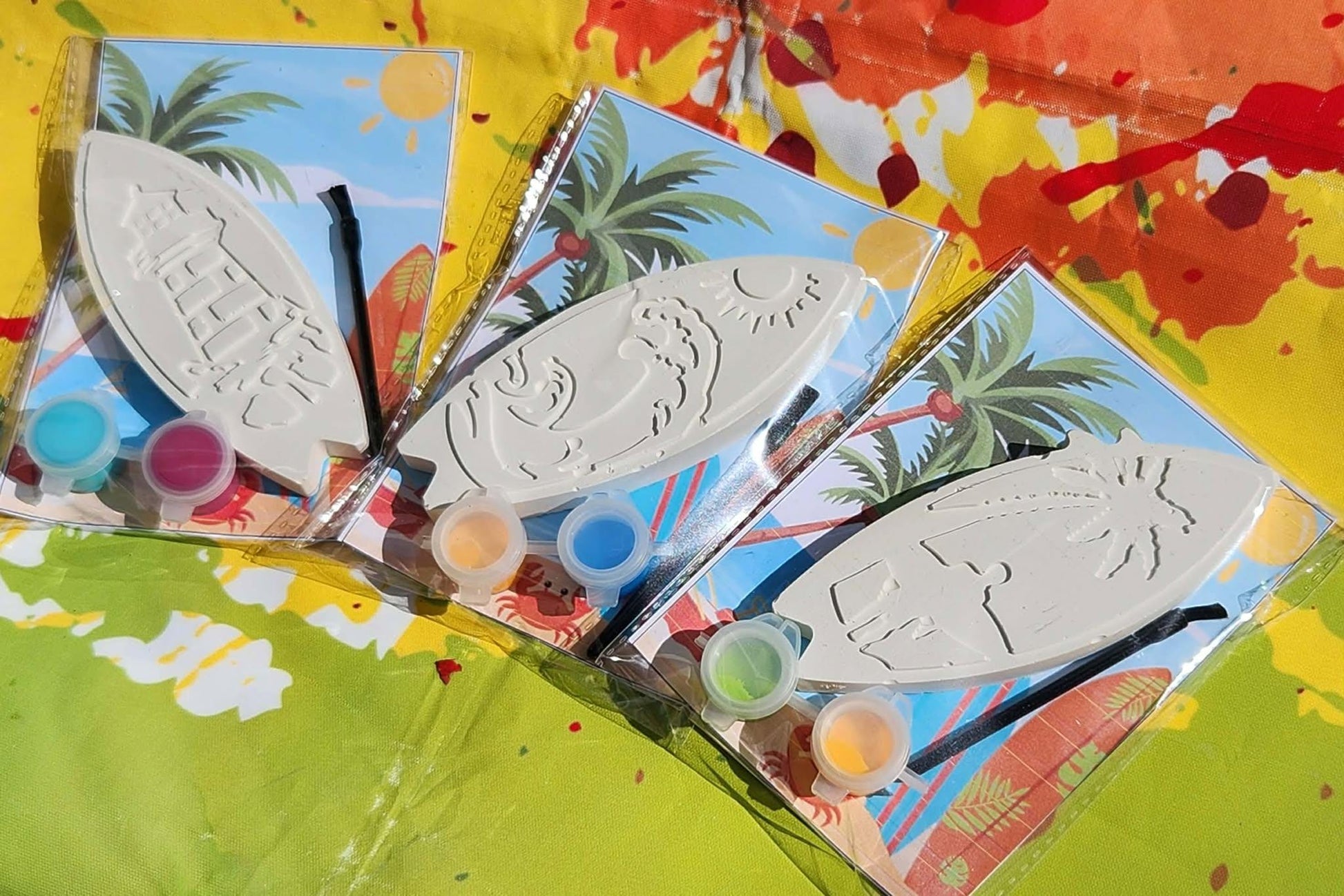 Surf Party Paint Kits for Kids – DIY Plaster Painting Craft, Surfer Birthday Party Favors, Beach Theme Art Activity