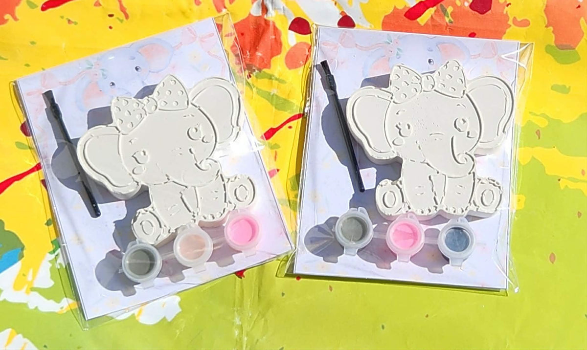 Elephant Paint Kits for Kids – DIY Plaster Painting Craft, Jungle Birthday Party Favors, Safari Art Activity Set