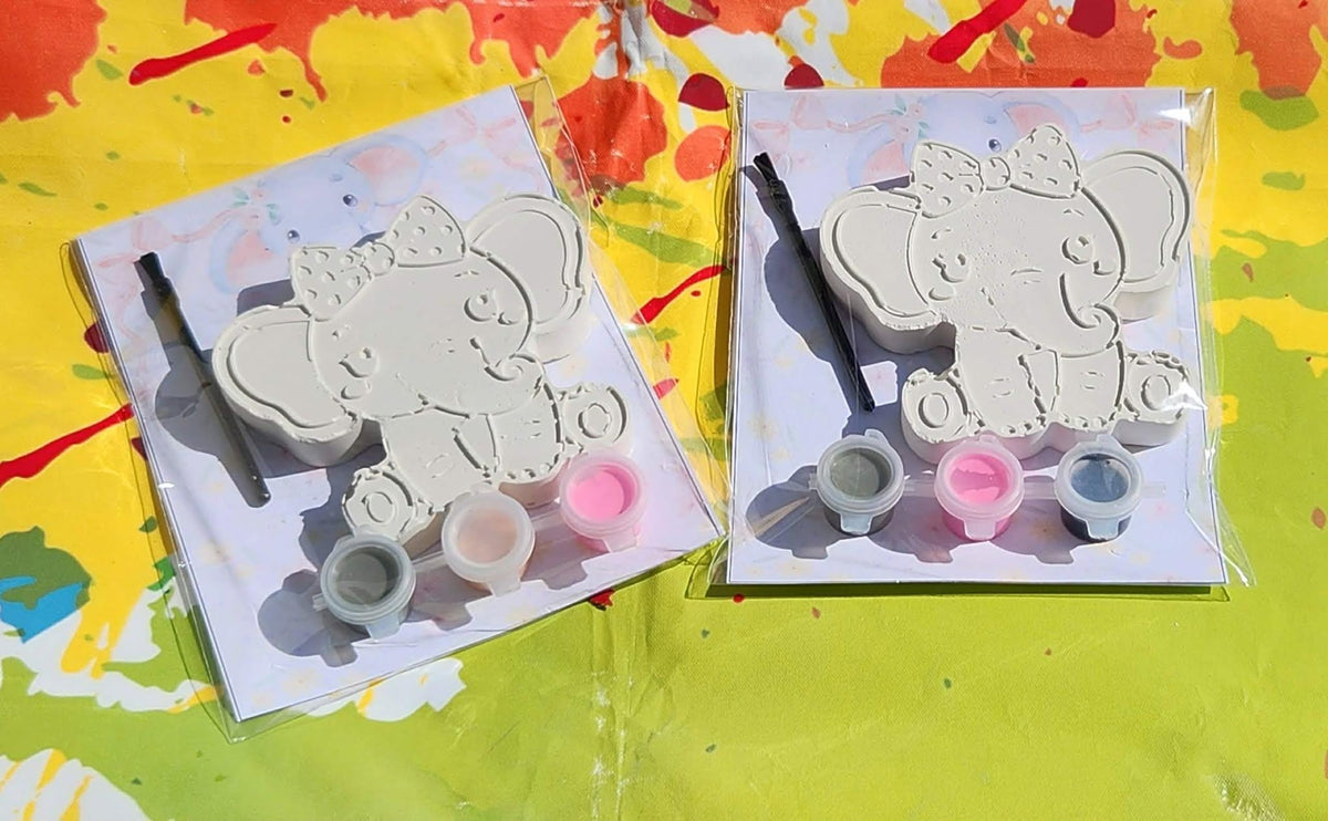 Elephant Paint Kits for Kids – DIY Plaster Painting Craft, Jungle Birthday Party Favors, Safari Art Activity Set
