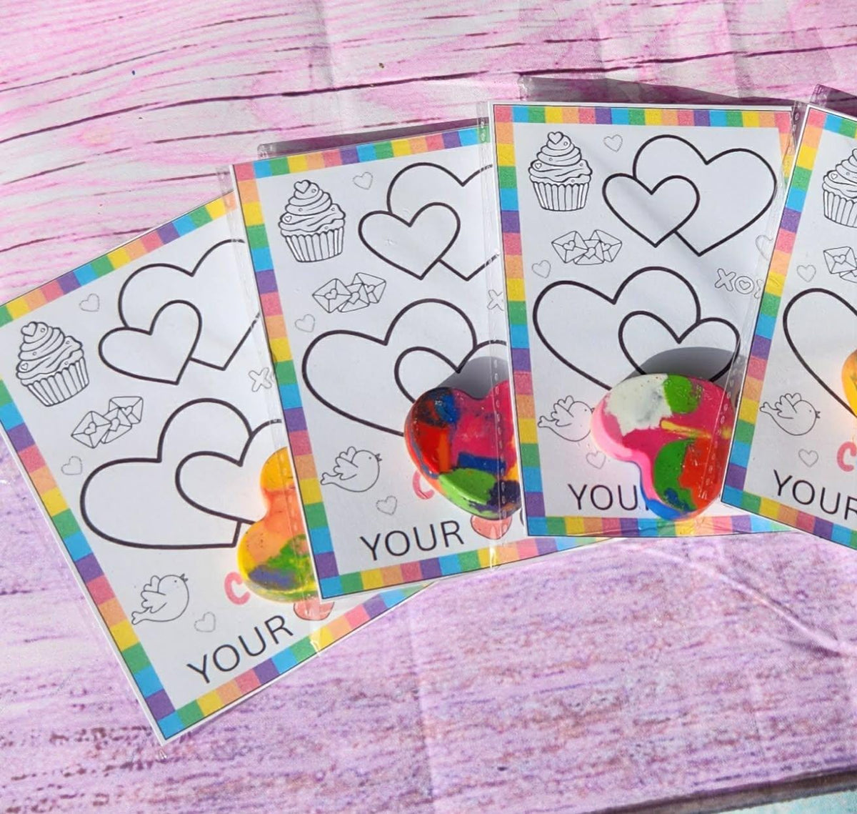 Valentine’s Day Favors for Kids | Valentine Cards with Heart Crayons | Kids Valentine Coloring Cards | Classroom Valentines | Party Favor