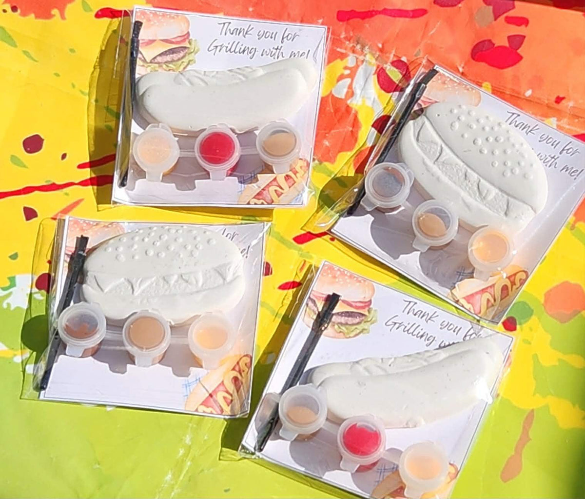 BBQ Hamburger & Hot Dog Paint Kits – DIY Kids Birthday Party Favors, Summer Party Theme Craft, Paint Your Own Plaster Activity