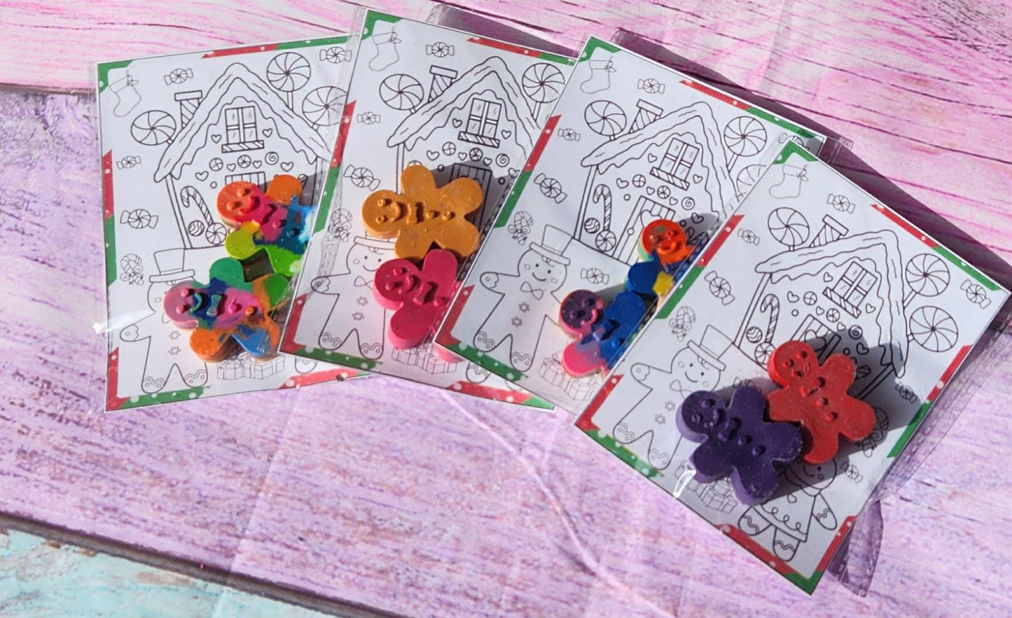 Gingerbread Crayons and Coloring sheet Kit - Christmas Crayons - Christmas Favors - Classroom Gift - Kids Christmas Party Activity