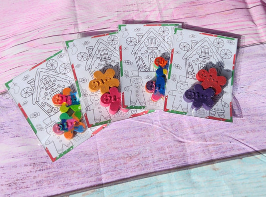 Gingerbread Crayons and Coloring sheet Kit - Christmas Crayons - Christmas Favors - Classroom Gift - Kids Christmas Party Activity
