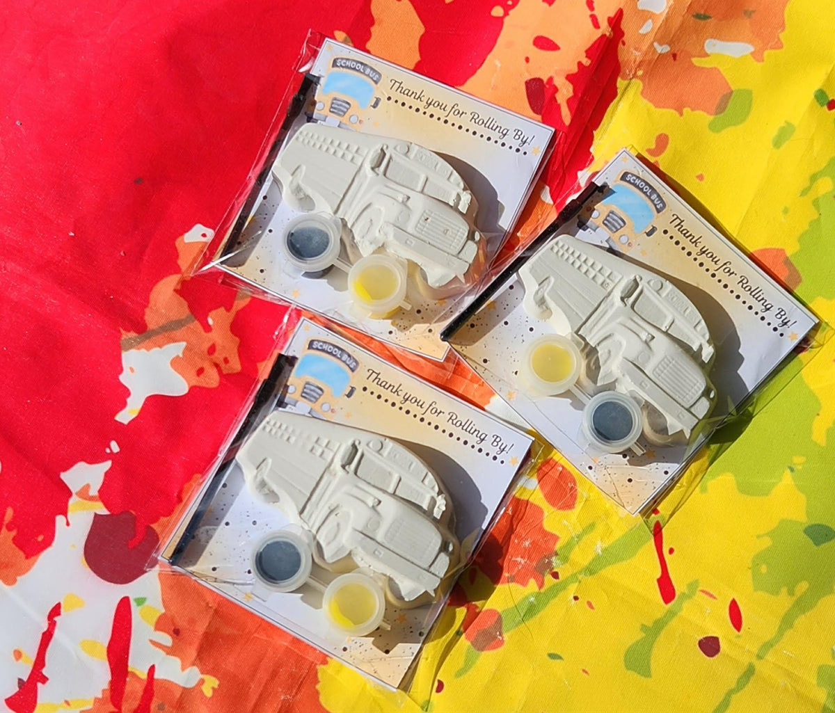 School Bus Paint Your Own Kit – DIY Kids Birthday Party Favor, Transportation Theme Craft, Back to School Activity, Non Candy Gift