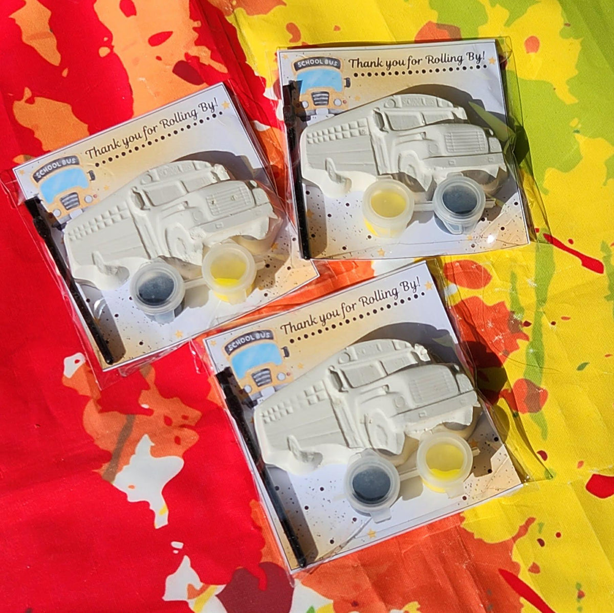 School Bus Paint Your Own Kit – DIY Kids Birthday Party Favor, Transportation Theme Craft, Back to School Activity, Non Candy Gift