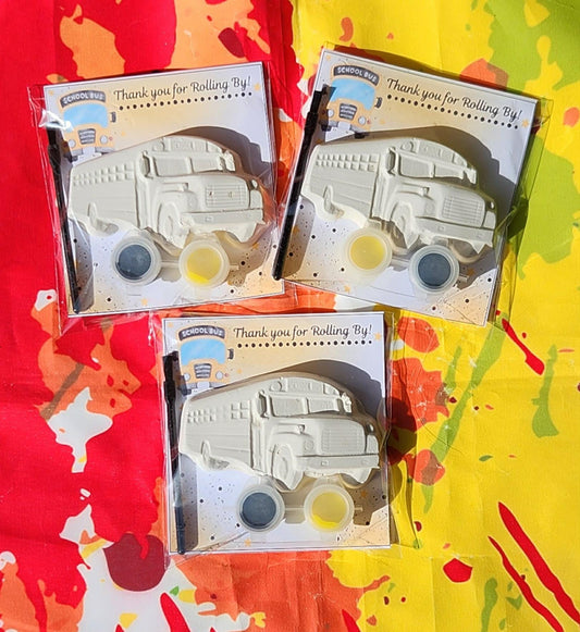School Bus Paint Your Own Kit – DIY Kids Birthday Party Favor, Transportation Theme Craft, Back to School Activity, Non Candy Gift