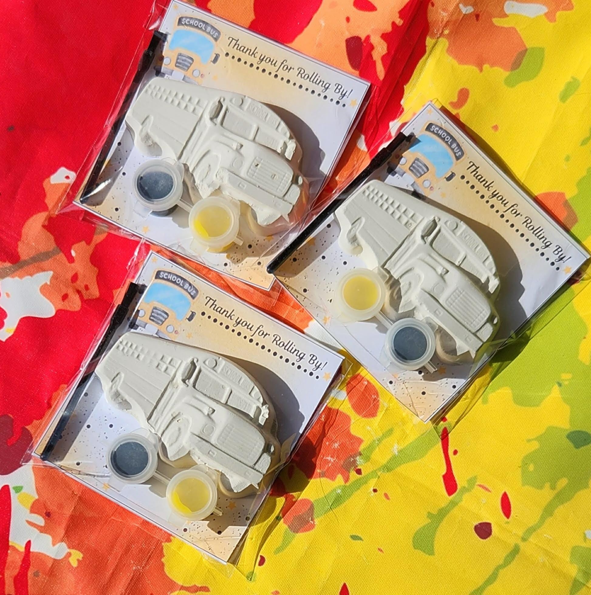 School Bus Paint Your Own Kit – DIY Kids Birthday Party Favor, Transportation Theme Craft, Back to School Activity, Non Candy Gift