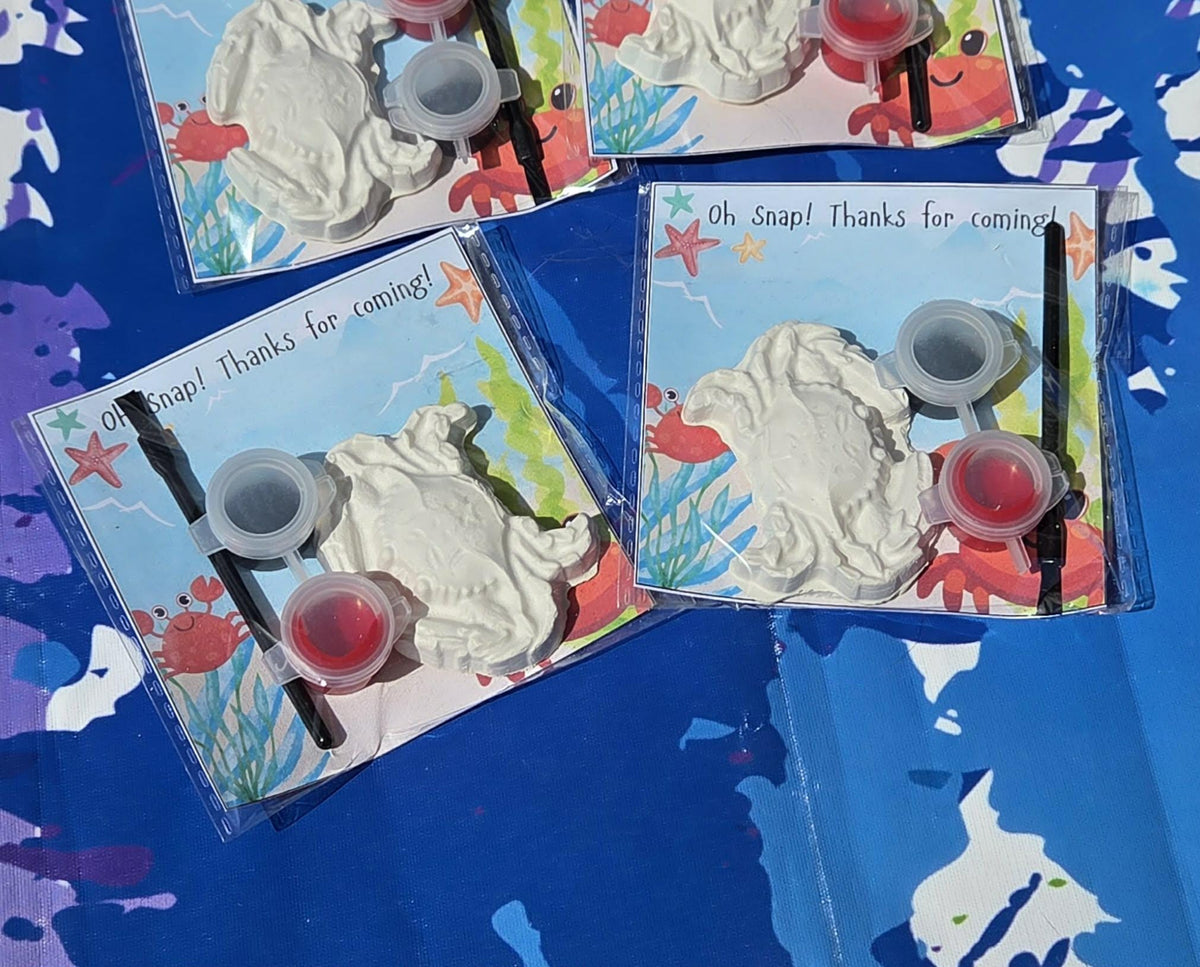 Crab Paint Your Own Kit, Beach Party Favor, Ocean Birthday Activity, Under the Sea Party Favor, DIY Kids Craft, Non Candy Gift
