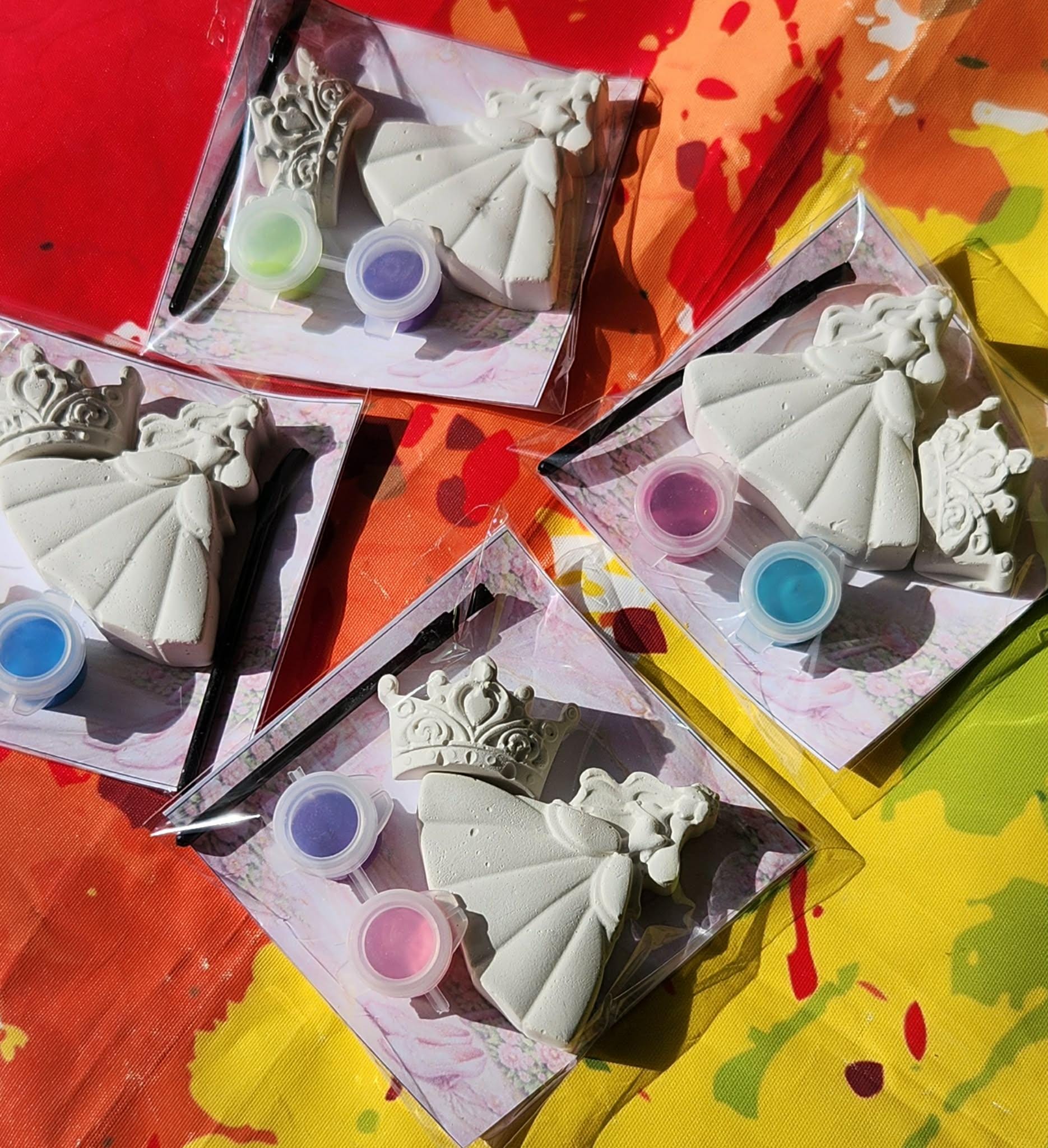 Princess Paint Kit Party Favor • Kids Royal Craft Activity • Plaster Painting Set with Crown • Birthday Goodie Bag Gift • Princess Theme