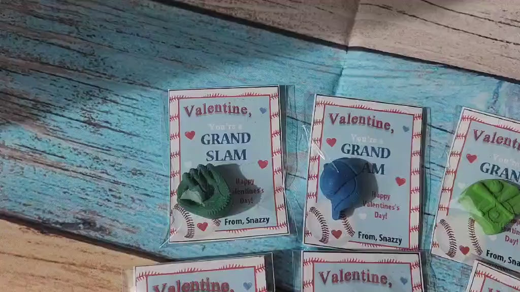 Baseball Valentines Day Cards with Crayons l Personalized Cards l Boy Valentine's Day Cards l Sports Friend Cards l Kids Valetines Day Cards
