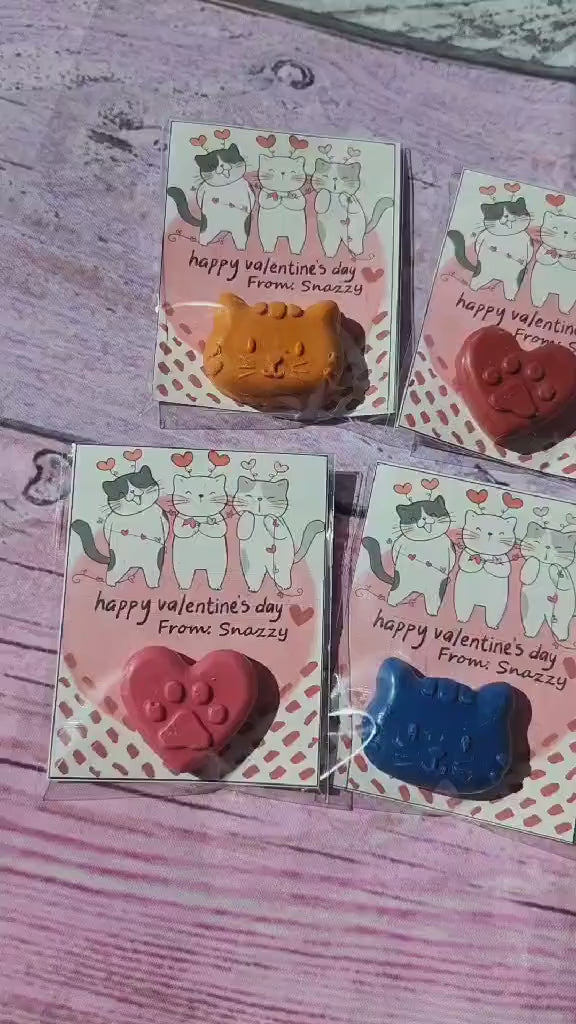 Cat Valentine’s Day Cards with Cat Crayons | Personalized Kids Valentines | Girl Valentine Cards | Classroom Valentines