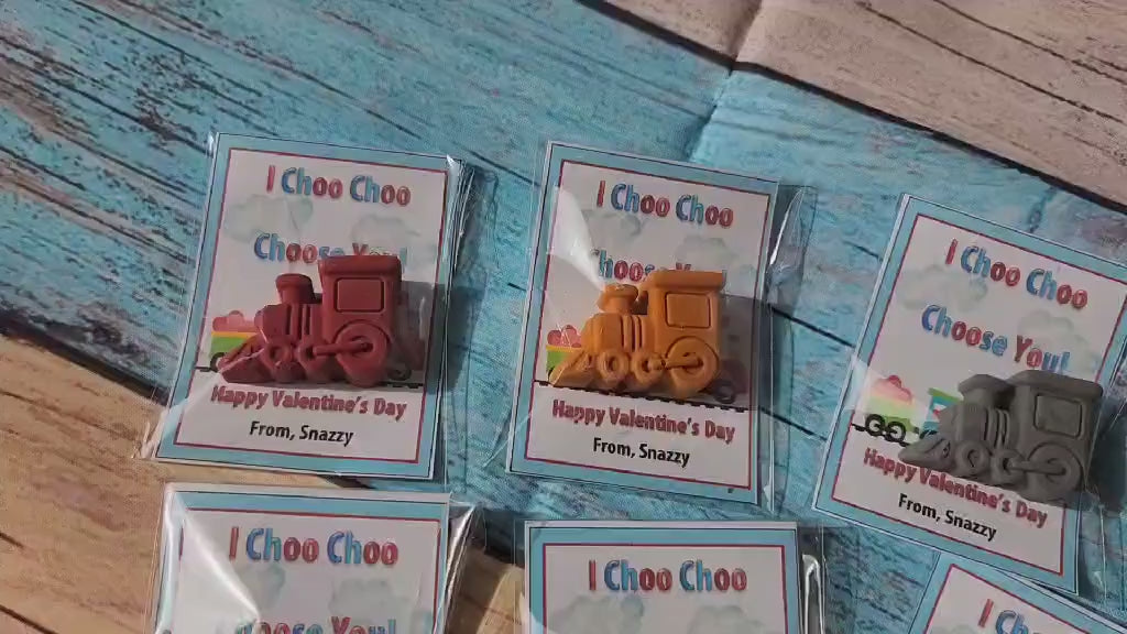 Train Valentines Day Cards with Crayons l Personalized Cards l Boy Valentine's Day Cards l Choo Choo Friend Cards l Kids Valetines Day Cards