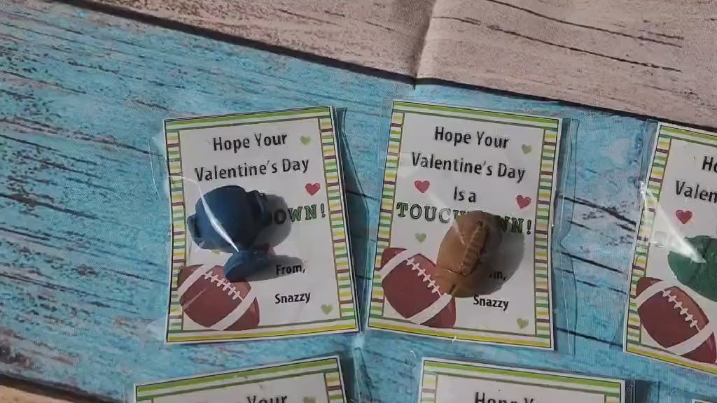 Personalized Football Valentine's Day Cards with Handmade Crayon