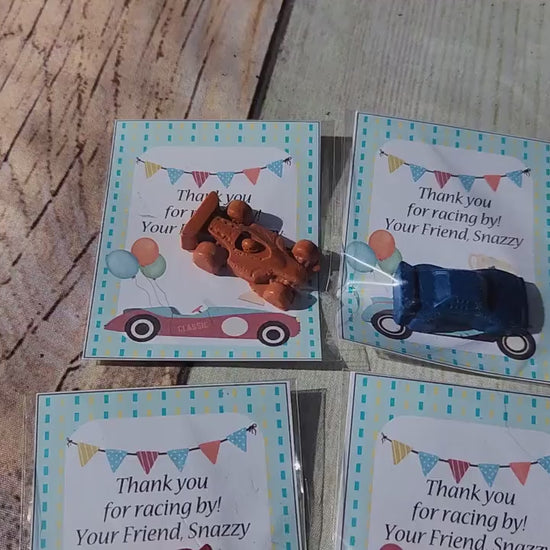 Race Car Thank you Cards with Crayons , Party Favors l Party Favor Cards l Goodie Bags l Crayons, Birthday party gifts - Party Favors