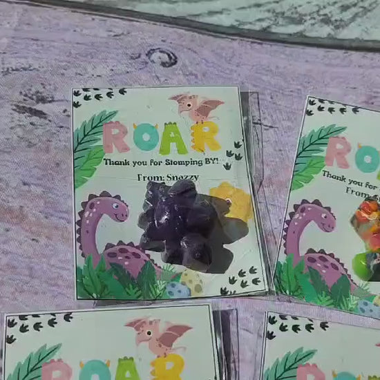 Dinosaur Girl Themed l Mini Party Favors Thank you Cards| Dinosaur Crayons | Girl Dino Birthday | Party Favor Kits | Classroom Goodies