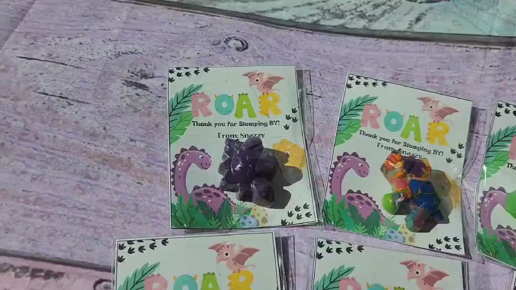 Dinosaur Girl Themed l Mini Party Favors Thank you Cards| Dinosaur Crayons | Girl Dino Birthday | Party Favor Kits | Classroom Goodies