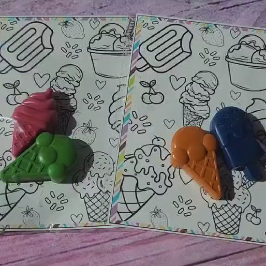 Ice Cream Crayons & Coloring Page: Party Favors Kit