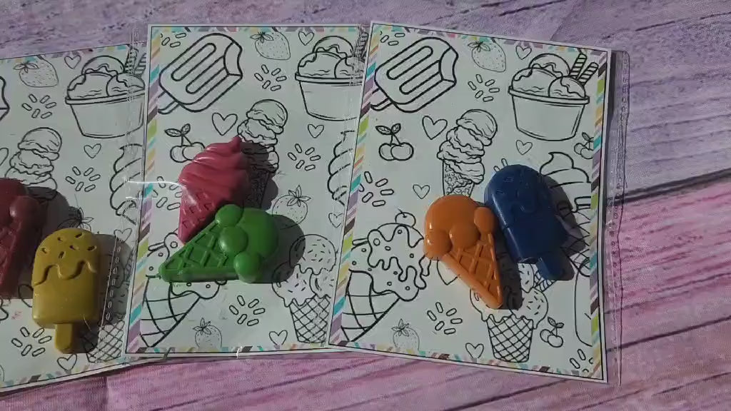Ice Cream Crayons & Coloring Page: Party Favors Kit