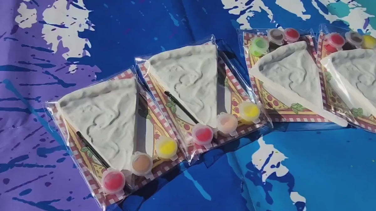 Pizza Party Plaster Paint Kits - Kids Party Favors or Birthday Activity - Pizza Party Favors - Kids Birthday Gifts - Thank you Favors